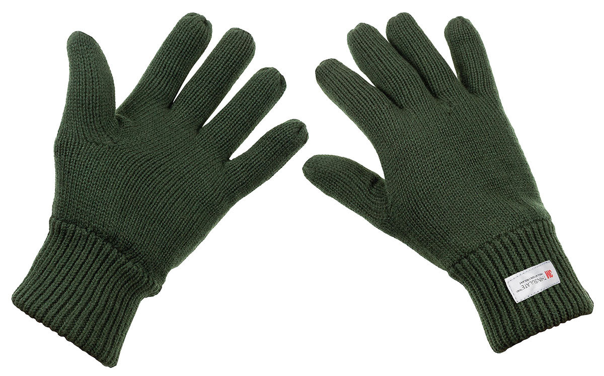 Knitted Gloves Mittens Foldable Finger Cap Extra Warm OD Green Thinsulated
