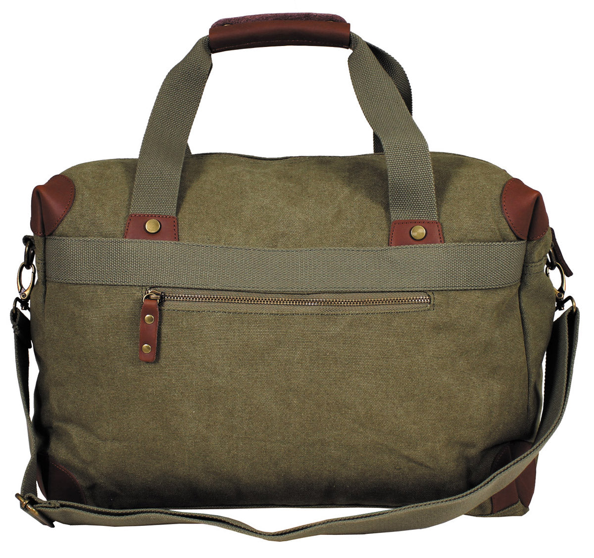 Handbag Outdoor Military Army Style High Quality Real Leather Canvas OD Green