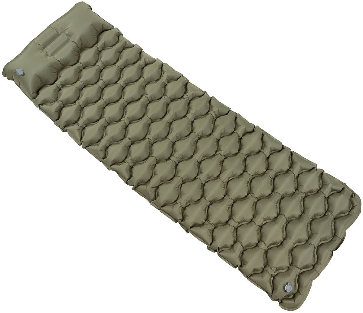 Sleeping Pad Inflatable Military Army Style With Headrest OD Green
