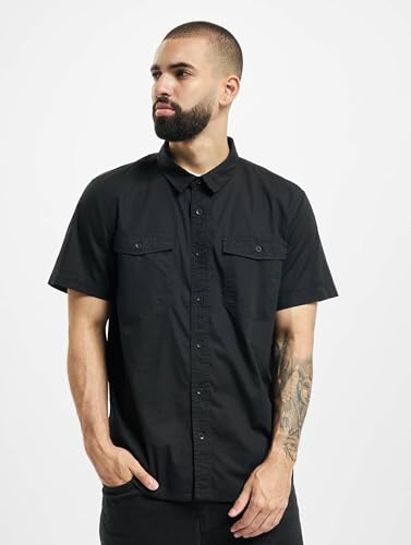 Brandit Men’s Roadstar Shirt – Black Casual Long Sleeve Military Style Shirt