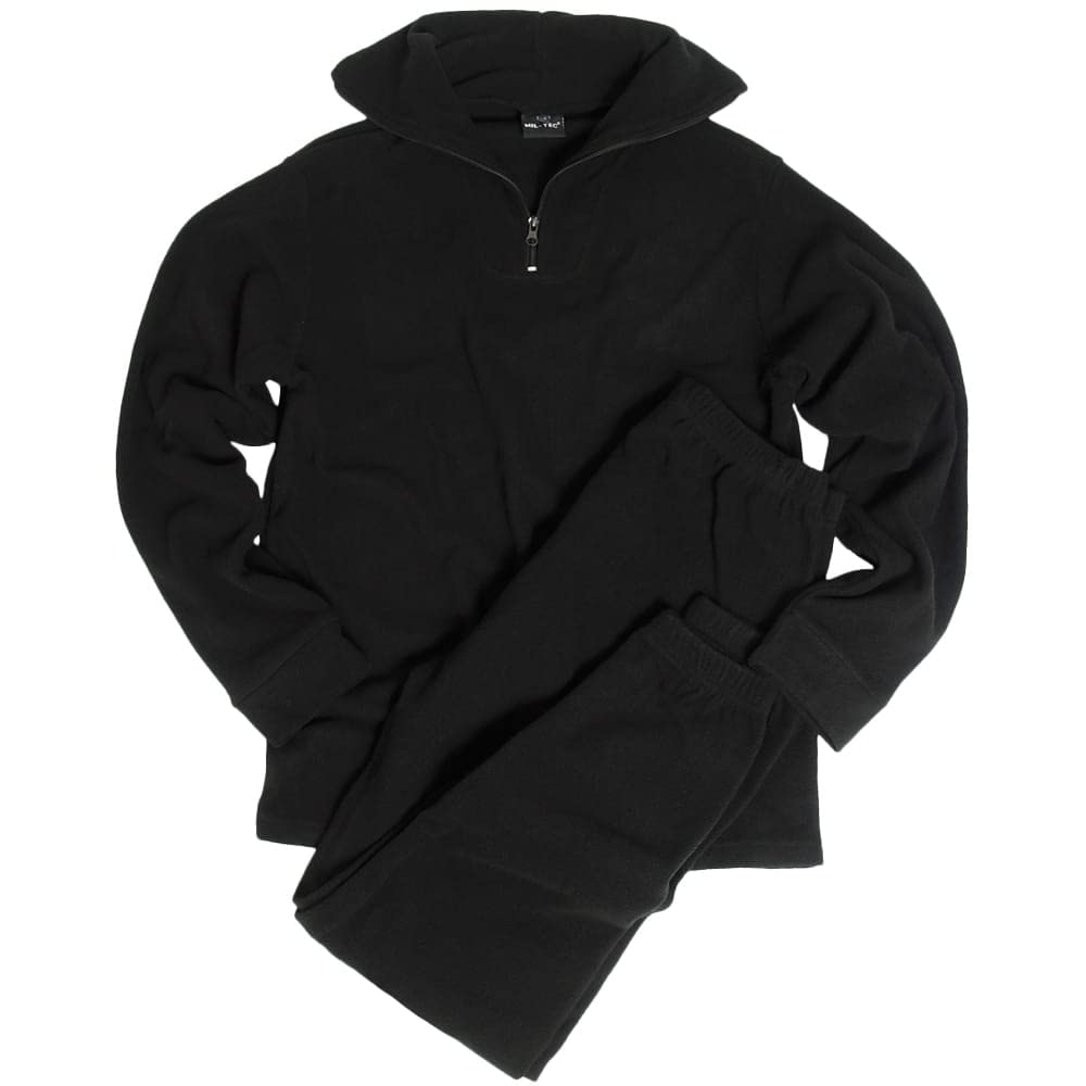 Mil-Tec Thermal Underwear Set Olive Fleece Zip Neck Cold Weather Base Layer