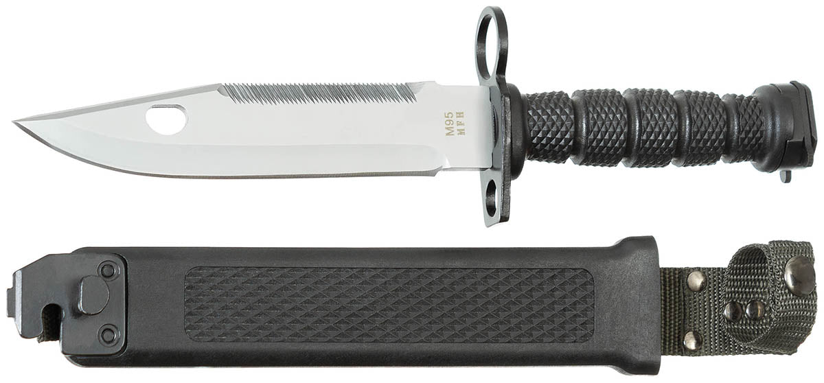 CN Bayonet M95 Chinese Army Type 95, 420 Steel Saw-back Blade Black