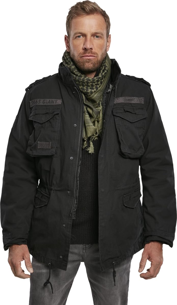 Brandit Men’s M-65 Giant Jacket Black – Vintage Military Field Coat 5XL