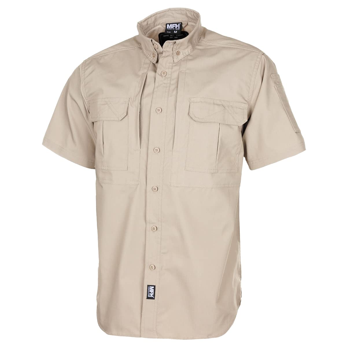 MFH Attack Shirt – Khaki Ripstop Teflon Coated Tactical Short Sleeve