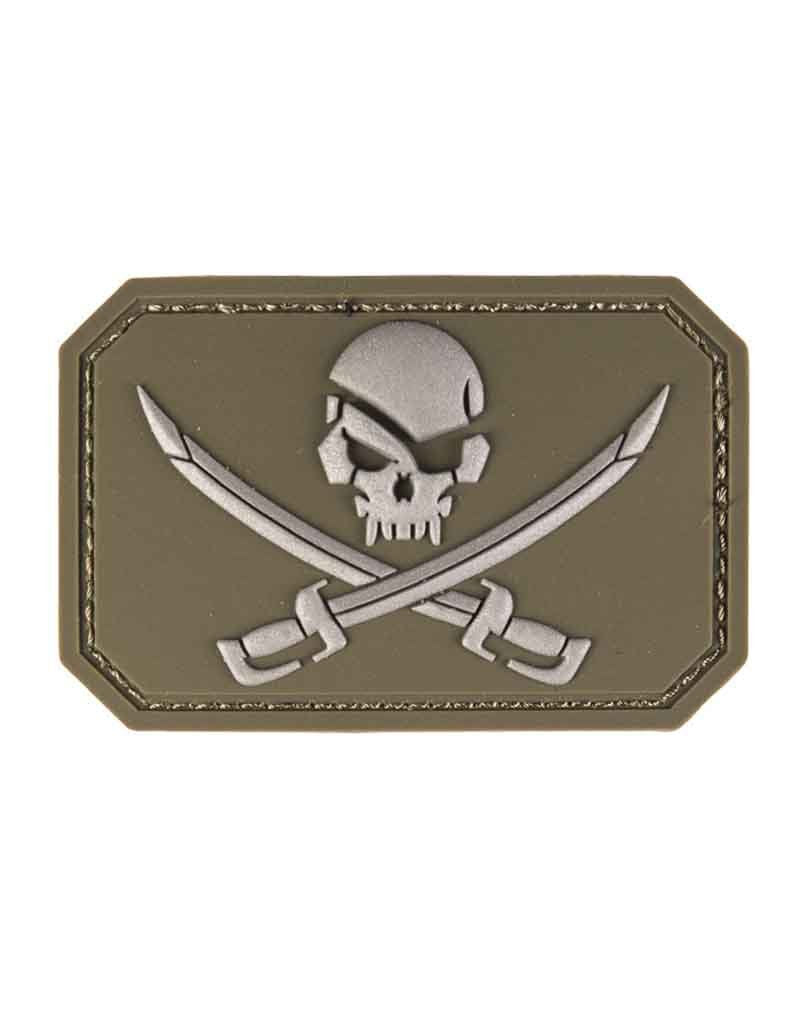 Mil-Tec PVC Skull with Swords 3D Patch with Hook&loop Clos. Olive