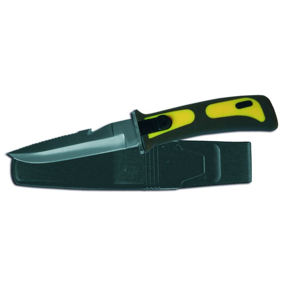 Mil-Tec Yellow Diving Knife – 9.25" Stainless Steel Blade with Leg Straps
