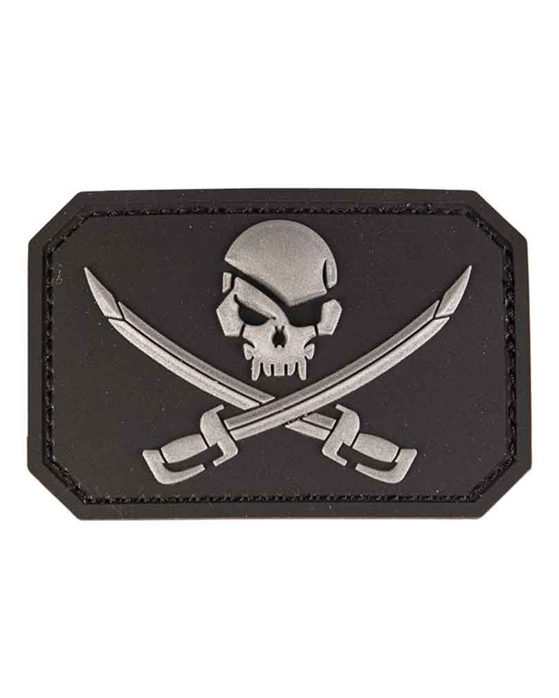 Mil-Tec PVC Skull with Swords 3D Patch with Hook&loop CLO. Black