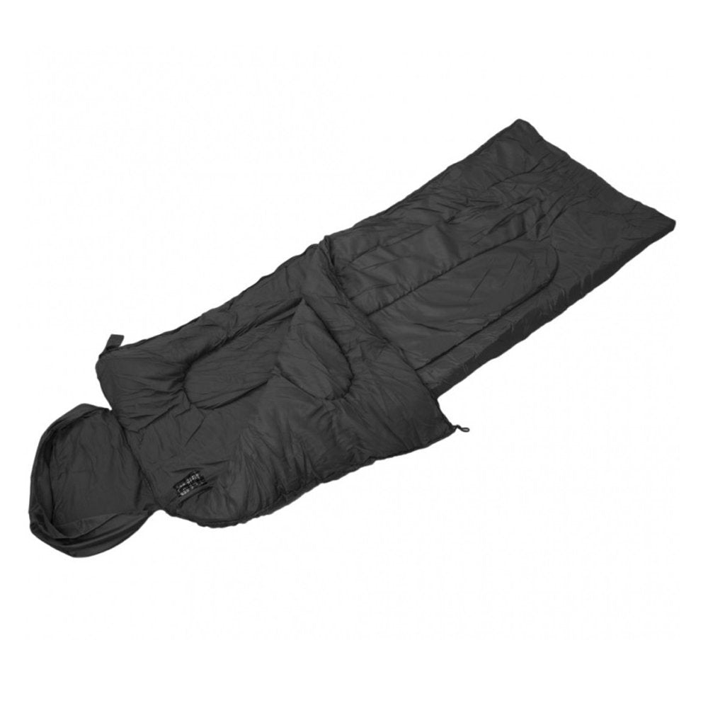 Mil-Tec Pilot Sleeping Bag Black – 4-Season Mummy Bag with Pillow