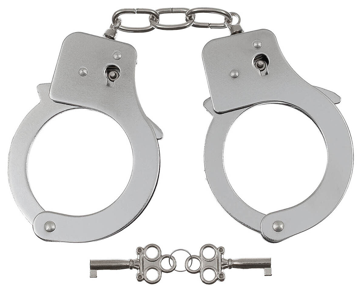 Handcuffs Steel Security Police 2 Keys Chrome