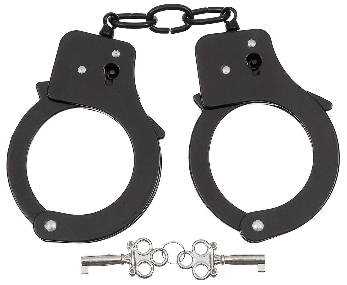 Handcuffs Steel Security Police 2 Keys Black