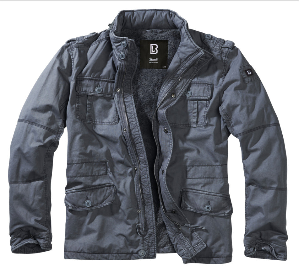 Brandit Britannia Field Jacket Warm Coat Mens Vintage Cotton Winter Parka Indigo