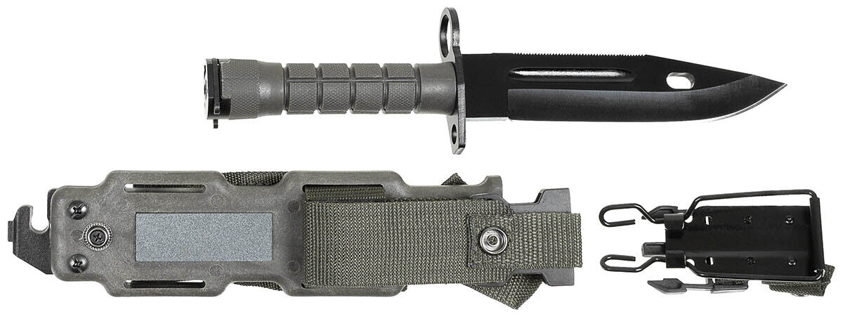 Knife Outdoor Hiking Hunting Camping Bayonet M9 OD Green Plastic Handle Sheath