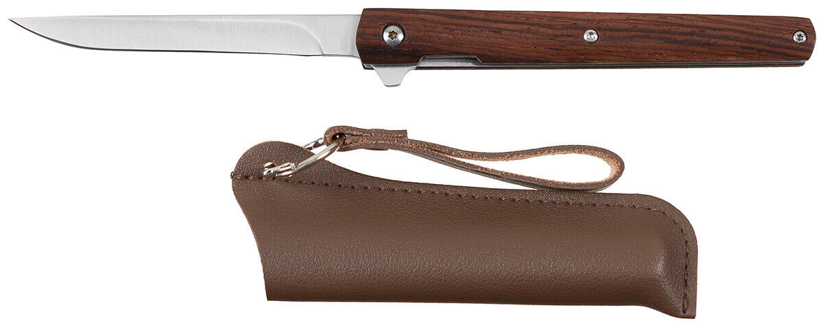 Outdoor Hunting Camping Jack Knife, Compact One-Handed Wooden Handle