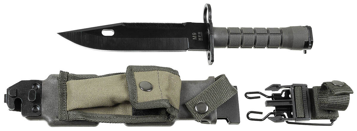 Knife Outdoor Hiking Hunting Camping Bayonet M9 OD Green Plastic Handle Sheath