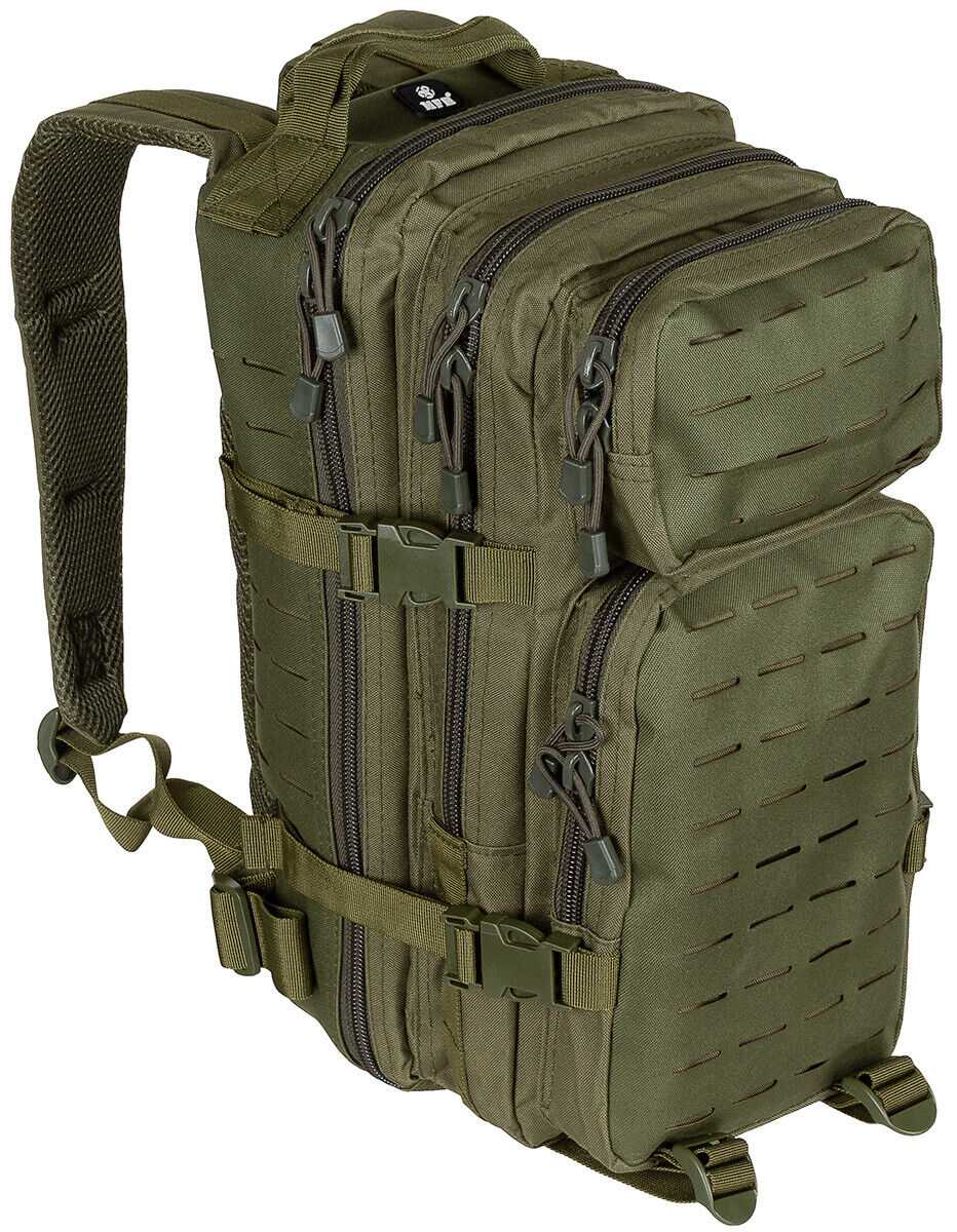 US 30L Backpack Assault I Tactical LASER CUT MOLLE OD Green Airsoft MFH Brand