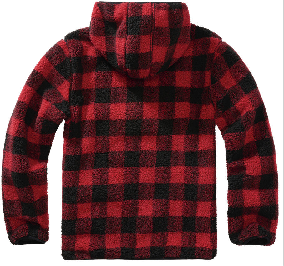 Brandit Teddy Fleece Worker Pullover Breathable Lining Hiking Army Red/Black