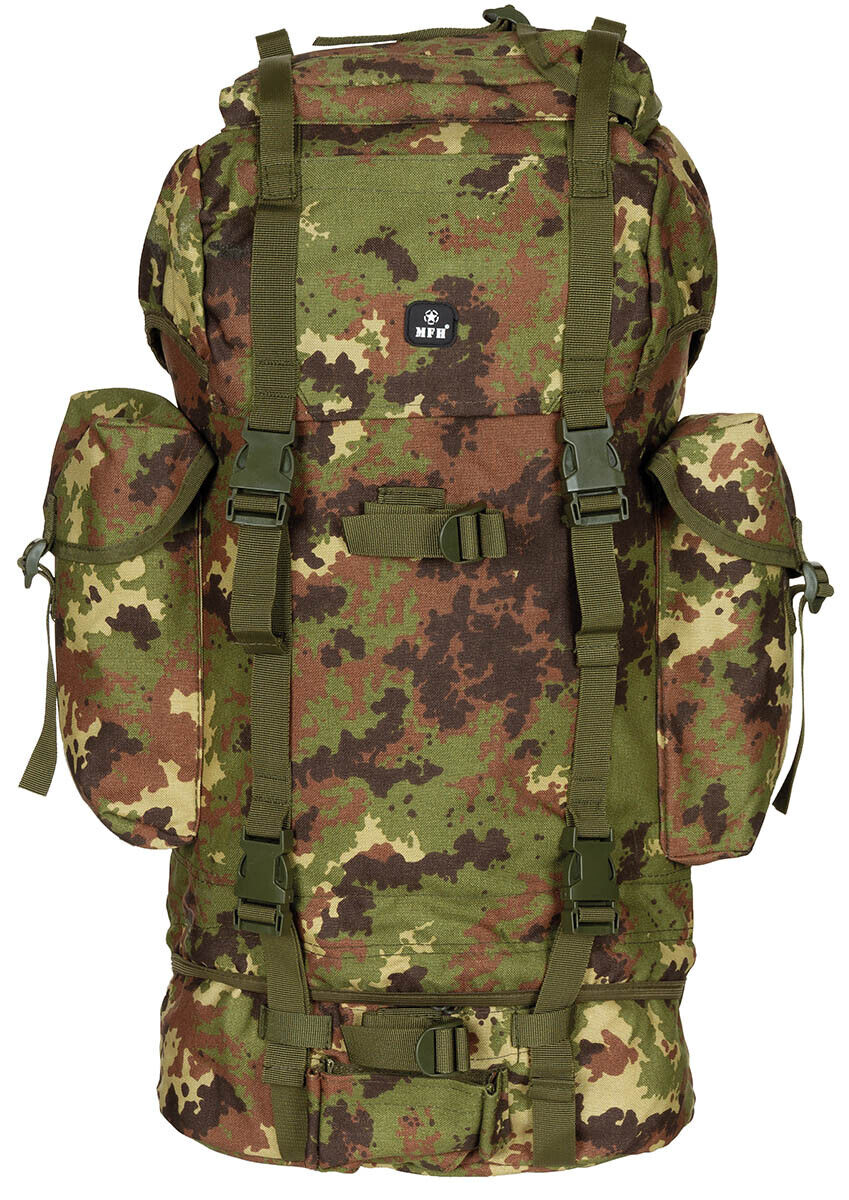 MFH German Army Combat Backpack 65L Aluminium Rod Vegetato