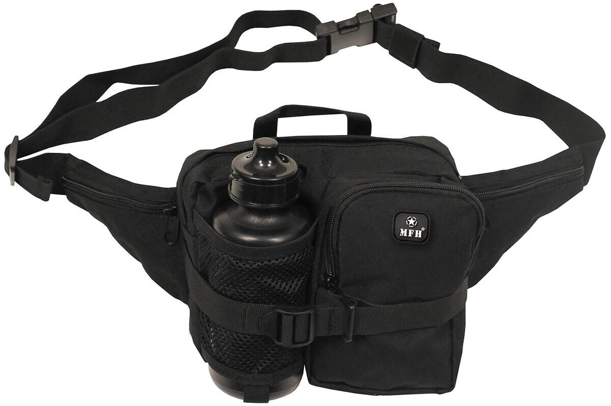 MFH Waist Bag with Drinking Bottle Black