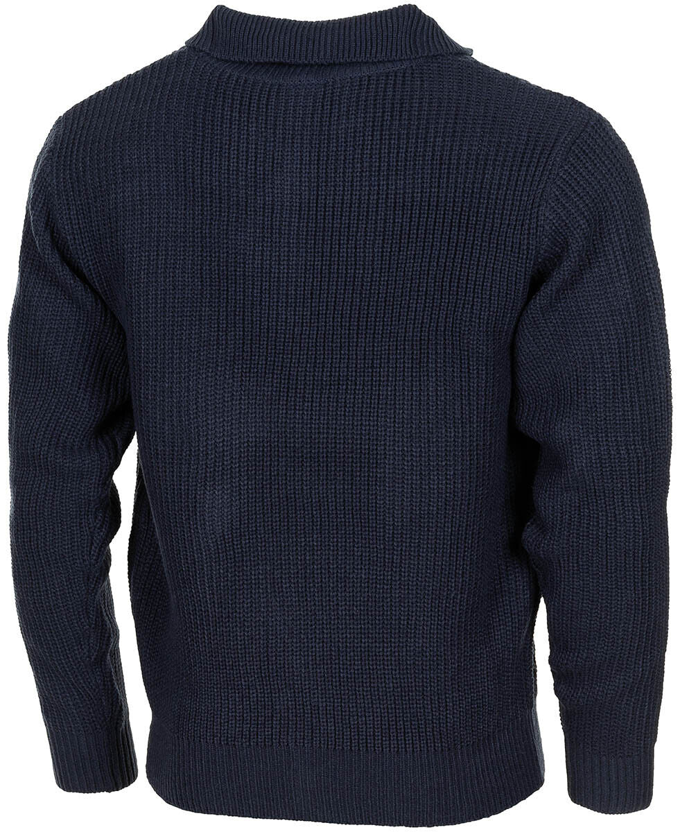 Army Military Sweater Pullover Troyer Zip On The Collar Acrylic Navy Blue