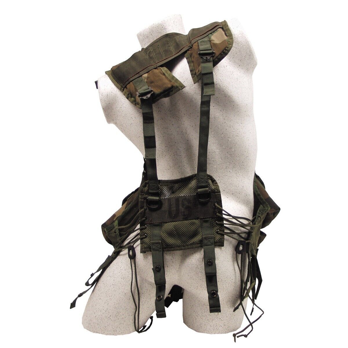 US Tactical Load Bearing Vest Woodland Reinforced Military Surplus Used One Size