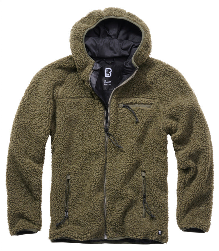 Brandit Teddy Fleece Worker Jacket Breathable Lining Hiking Army Olive
