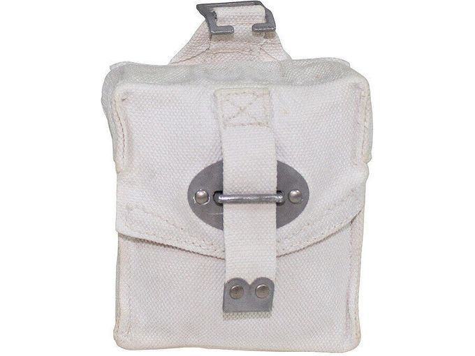 Italian Original Military Army Pouch Bag White Canvas Used