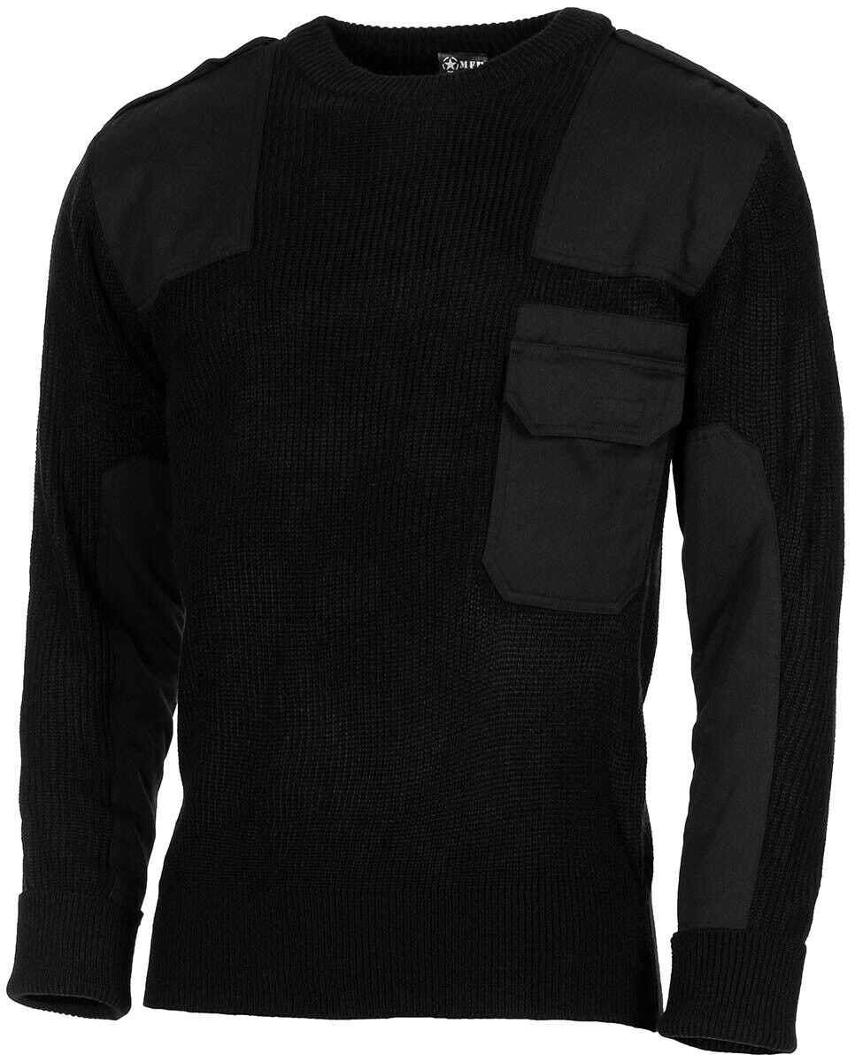 BW German Army Military Sweater Pullover With Chest Pocket Acrylic Black