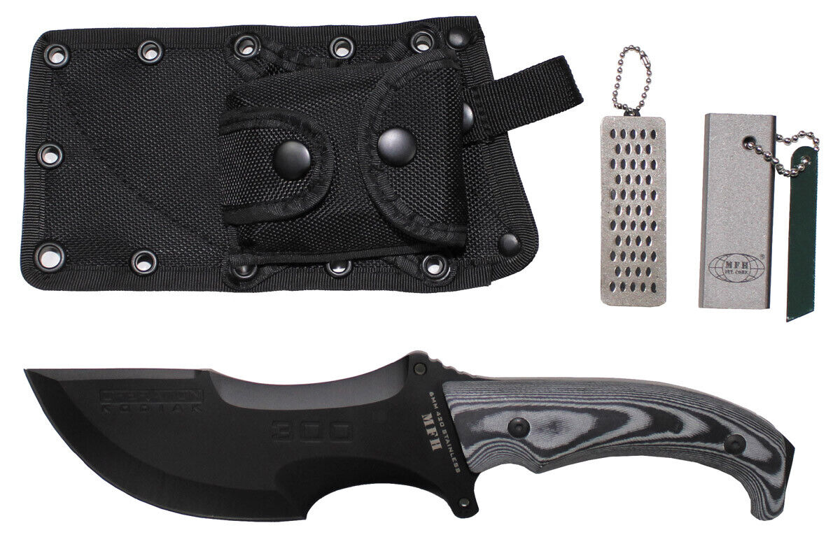Military Outdoor Hunting Camping Knife Operation Kodiak Black Sheath