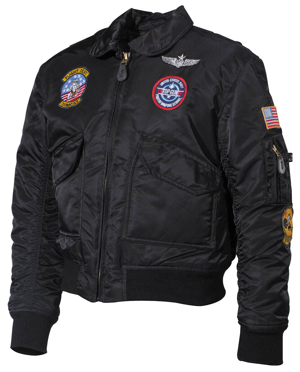 US Armed Fources Kids Version Pilot Flight Jacket CWU With Patches Black