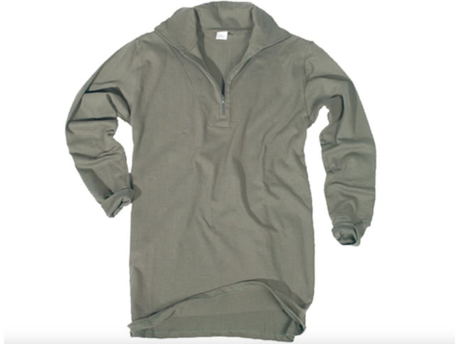 Original German Military Tricot Shirt Thermal Zipper Medium Top OD Green