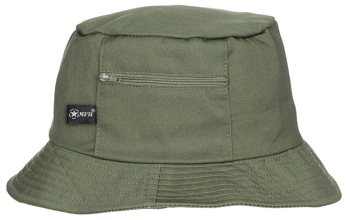 MFH Fisherman Headwear Hat Bucket Hiking Outdoor Jungle Fishing OD Green