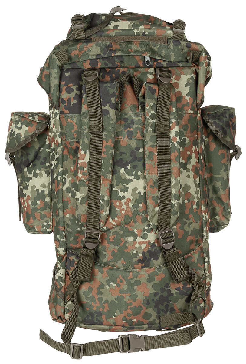 MFH German Army Combat Backpack 65L Aluminium Rod Flecktarn