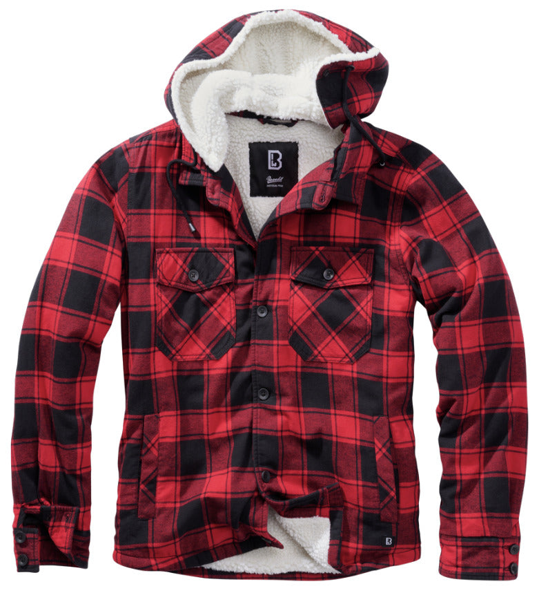 Brandit Lumberjacket Jacket Men's Outdoor Hooded Warm Stylish Red/Black