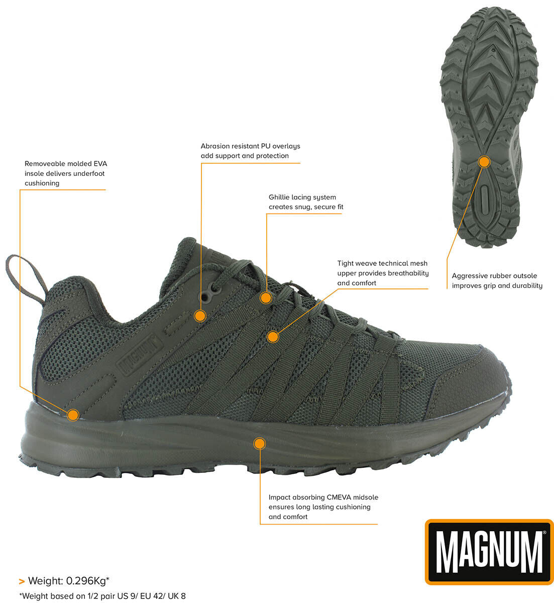 Magnum Storm Trail Lite Uniform Trainers Mens Tactical Sport Hiking Shoes Green