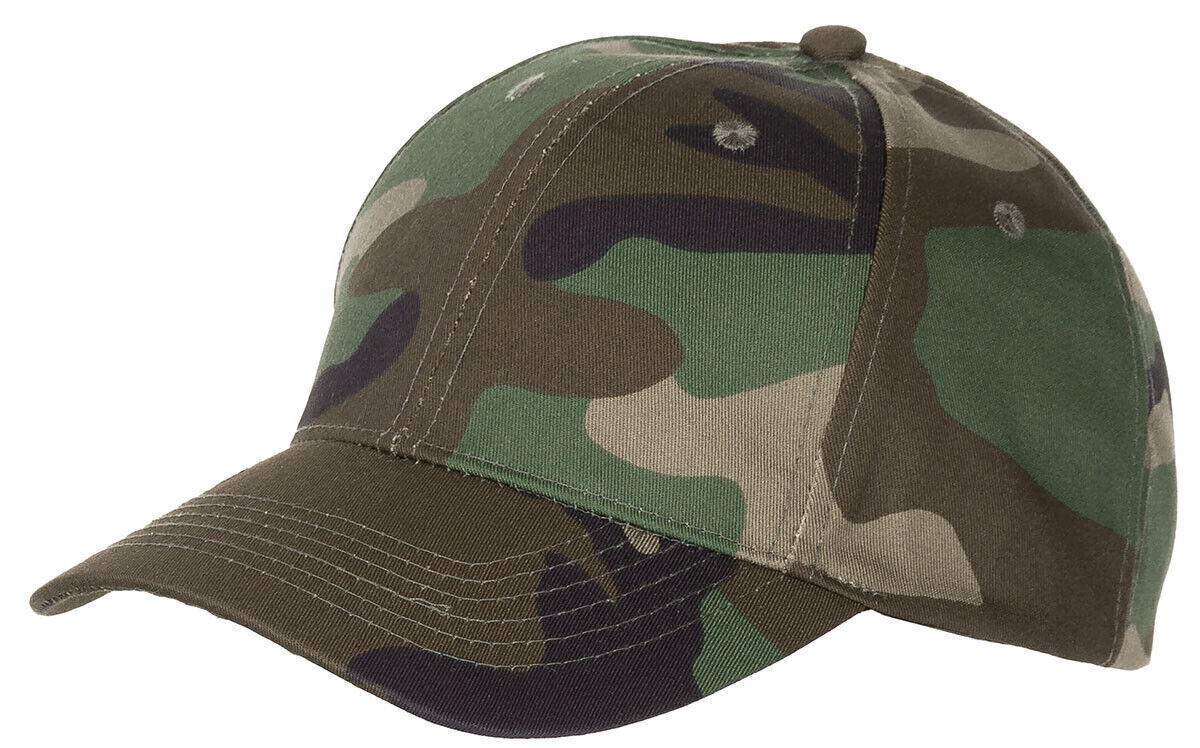 US Army Military Field Camo Cap With Loop Panels Woodland Size-adjustable
