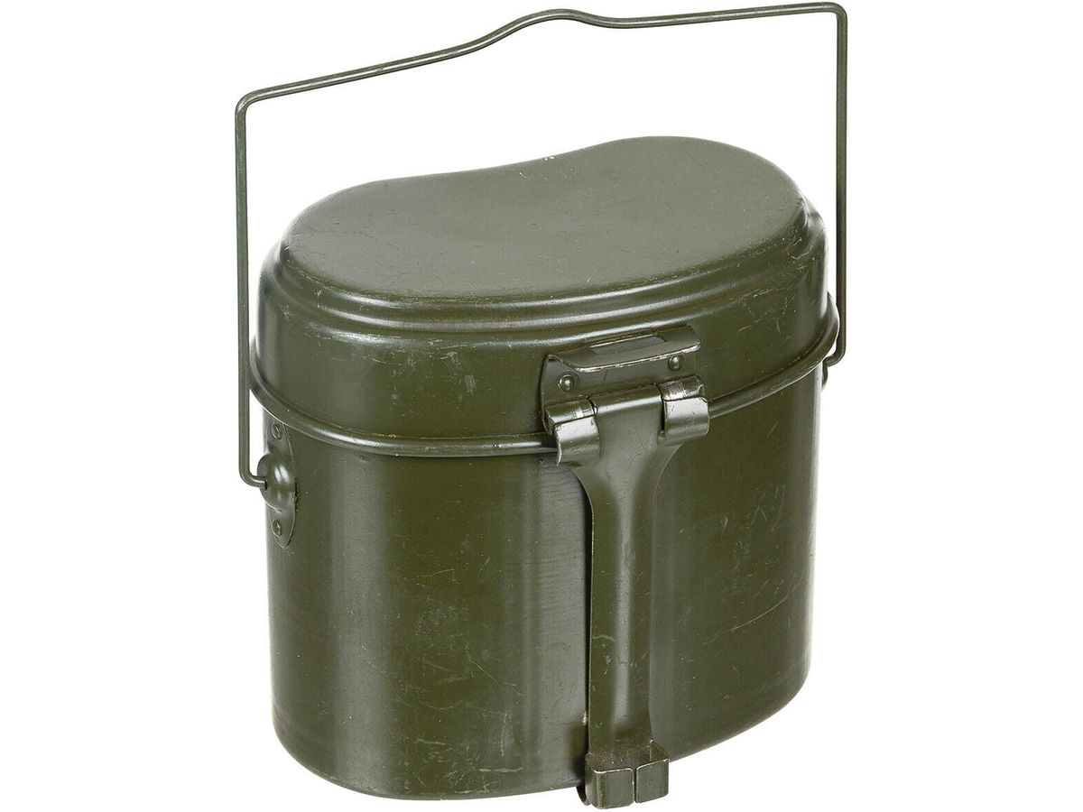 Original Romanian Army Military Mess Kit OD Green 2 Parts Used