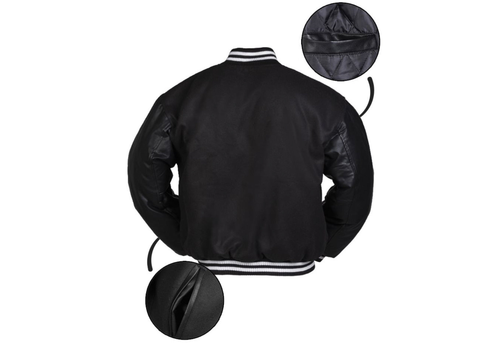 Vintage Style NY New York Baseball Jacket With Letterman Jersey Black/White
