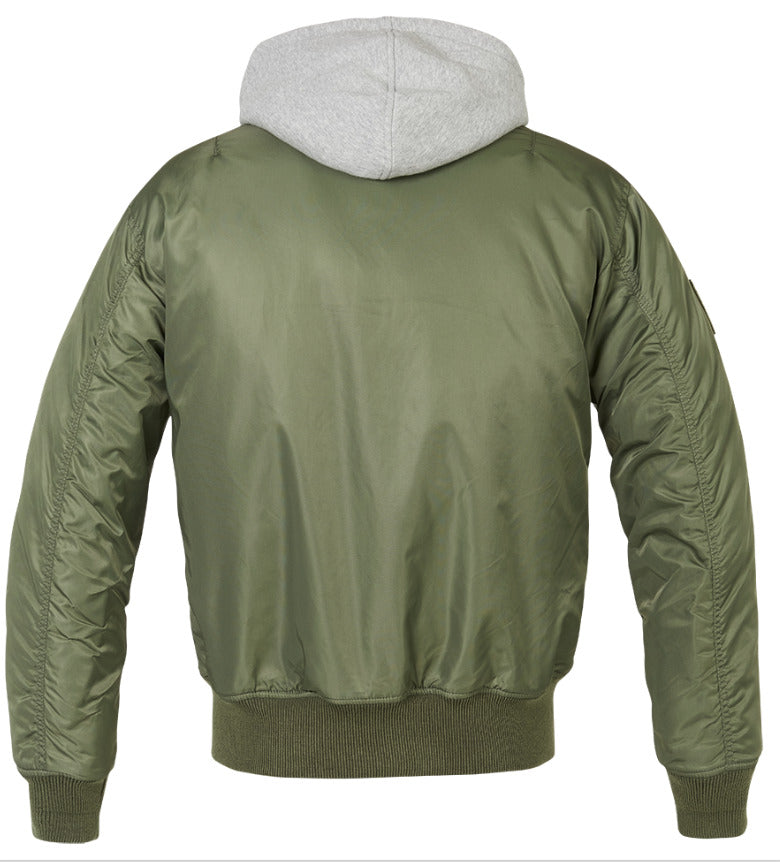 Brandit MA1 Sweet Hooded Mens Bomber Flight Military Jacket Security Olive/Grey