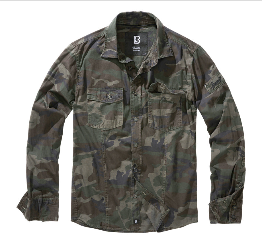 Brandit Slim Fit Shirt Long Sleeve Urban Stylish Comfortable 100% Cotton Camo