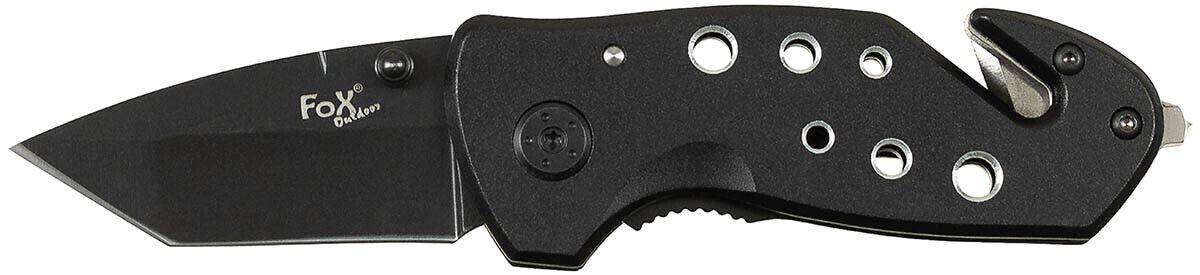 Outdoor Hunting Camping Jack Knife Compact One-Handed Black Metal Handle
