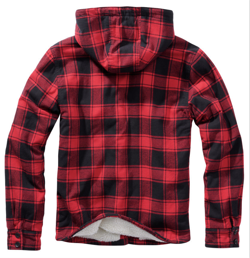 Brandit Lumberjacket Jacket Men's Outdoor Hooded Warm Stylish Red/Black