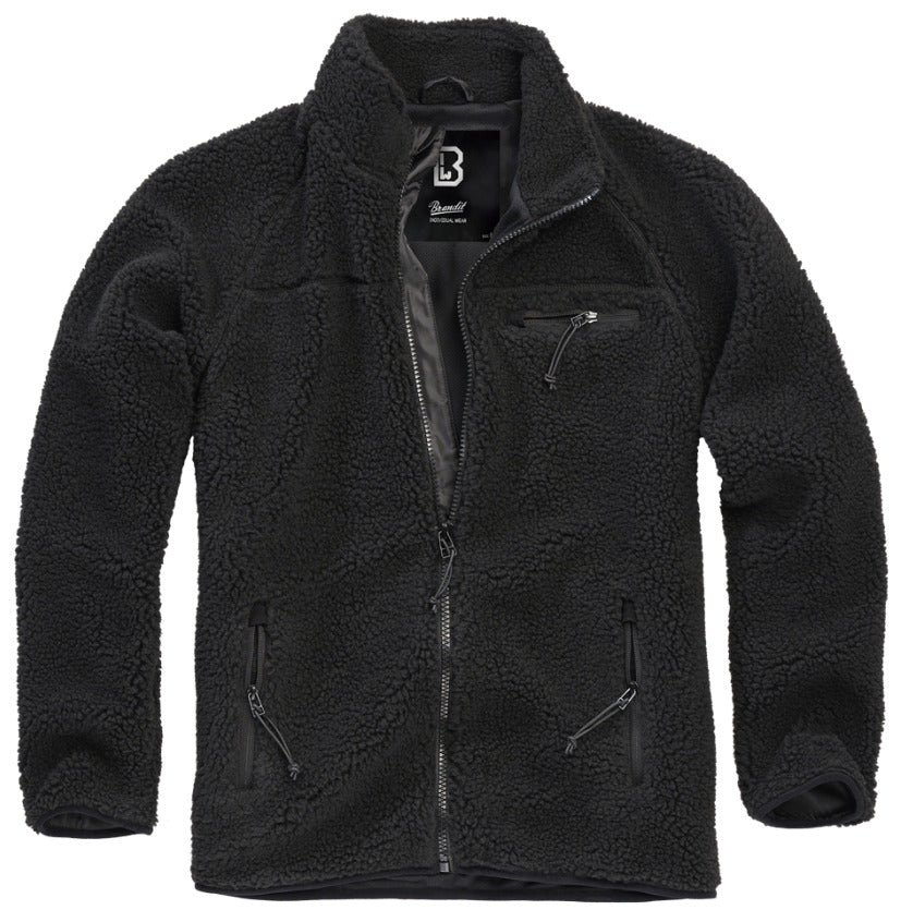 Brandit Teddy Fleece Jacket Breathable Lining Hiking Army Black 100% Polyester