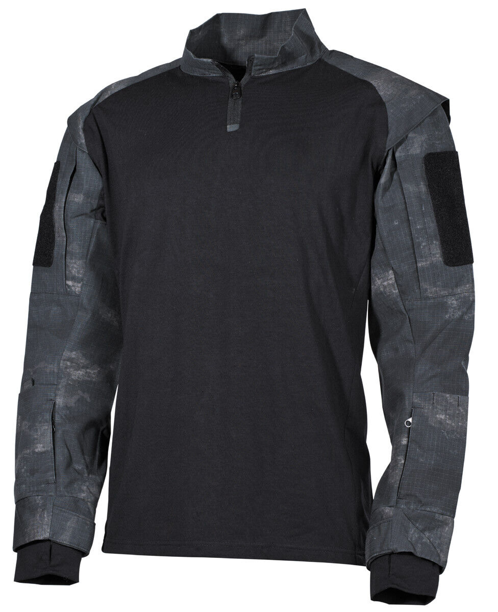 US Tactical Shirt Mens Combat Military Long Sleeved HDT Camo LE Black
