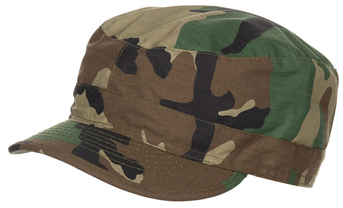 US BDU Cap American Army Camo Field Hat Ripstop Military New All Sizes Woodland