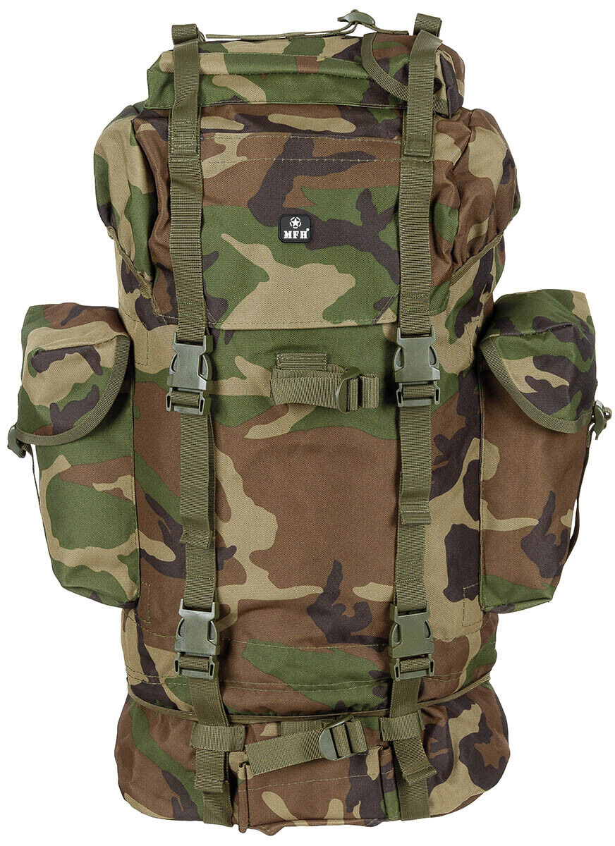 MFH German Army Combat Backpack 65L Aluminium Rod Woodland
