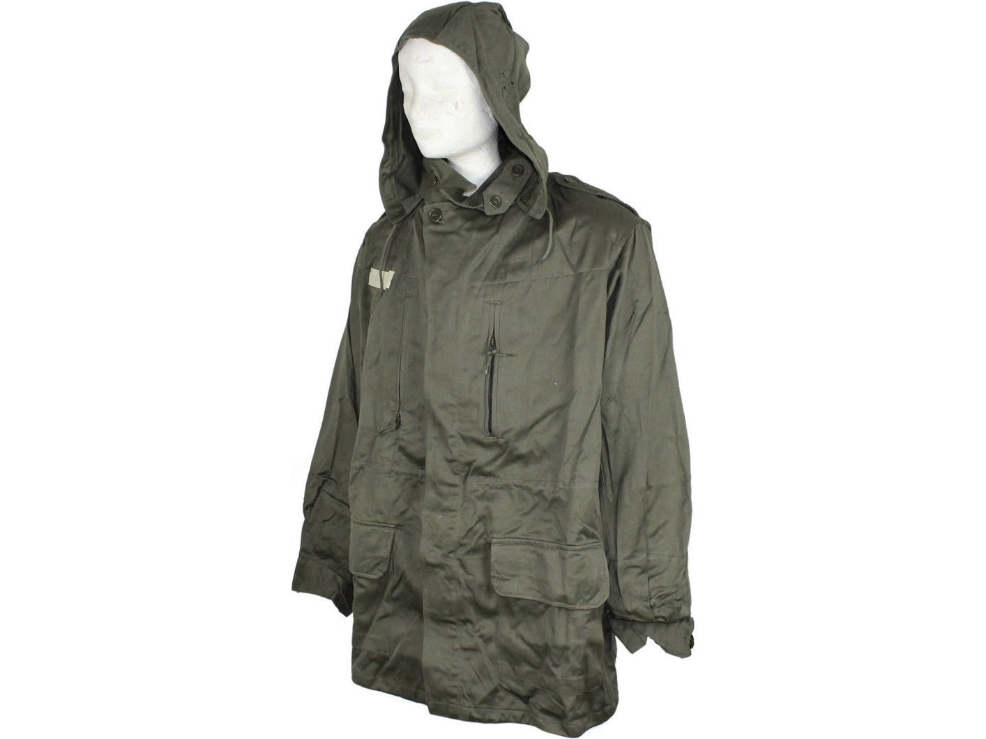 Original French Army Olive OD Jacket Fatigue Combat Military Hooded Parka Used