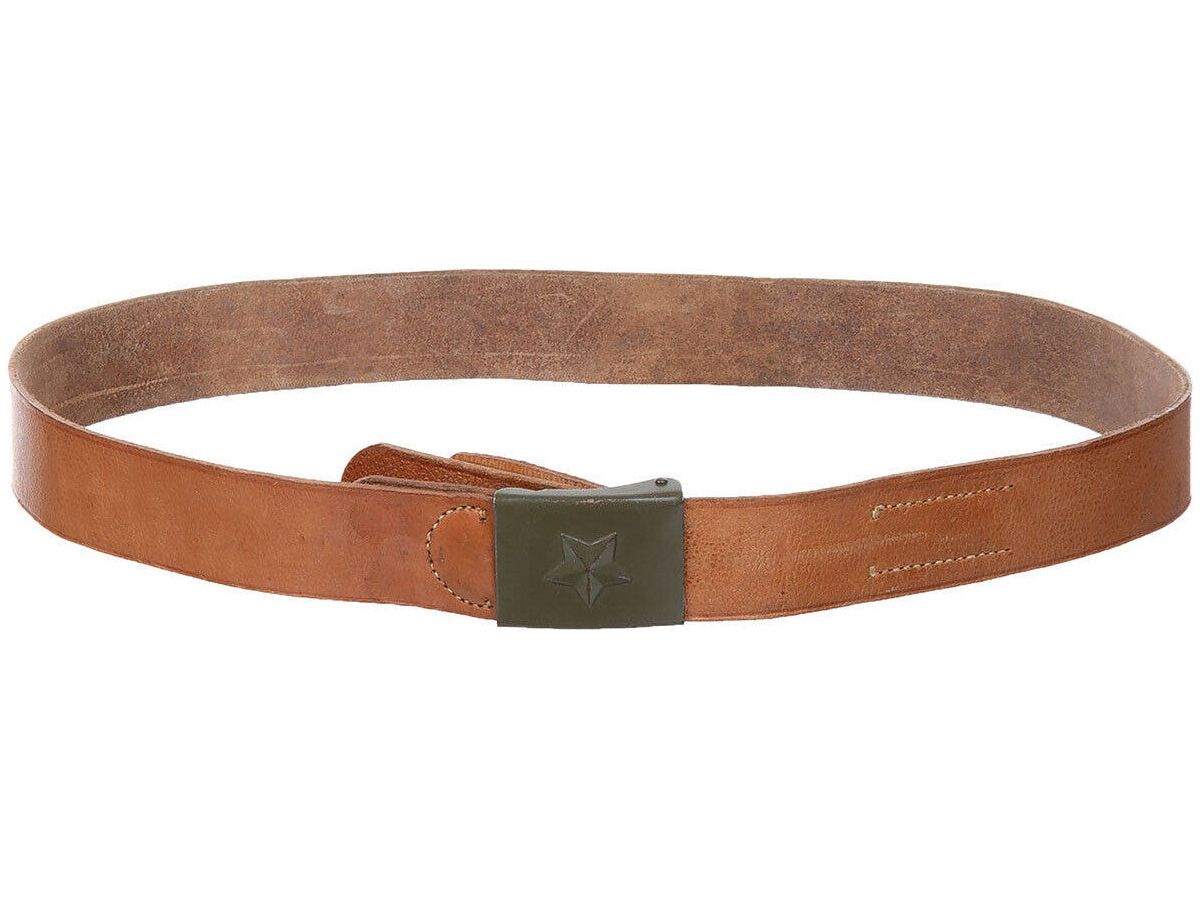 Original CZ Army Military Style Leather Belt Brown Metal Buckle 4,5cm Used