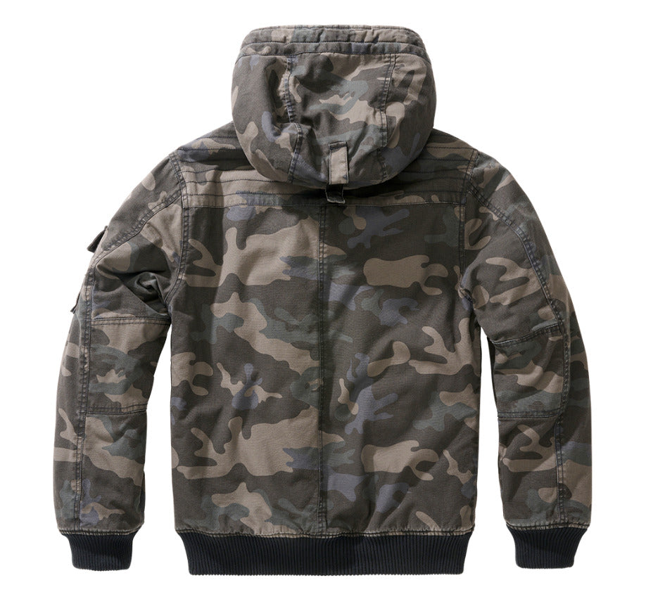 Brandit Bronx Field Jacket Warm Quilted Coat Vintage Hooded Men's DarkCamo