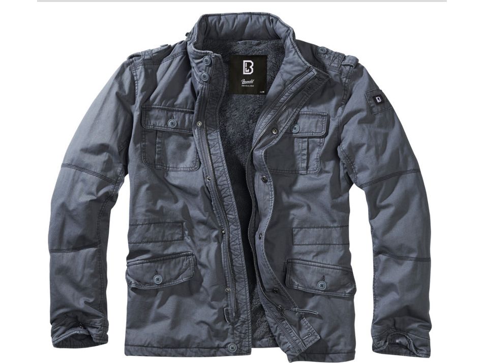 Brandit Britannia Field Jacket Warm Coat Mens Vintage Cotton Winter Parka Indigo