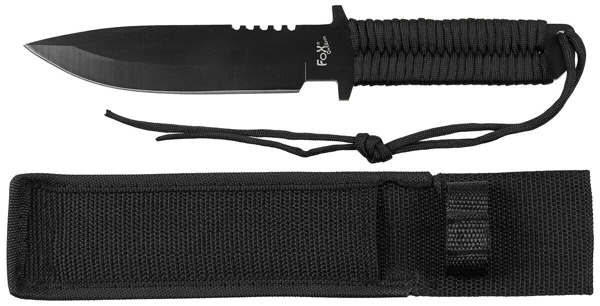 Outdoor Hunting Campin Knife Fixed Blade Black Wrapped Handle